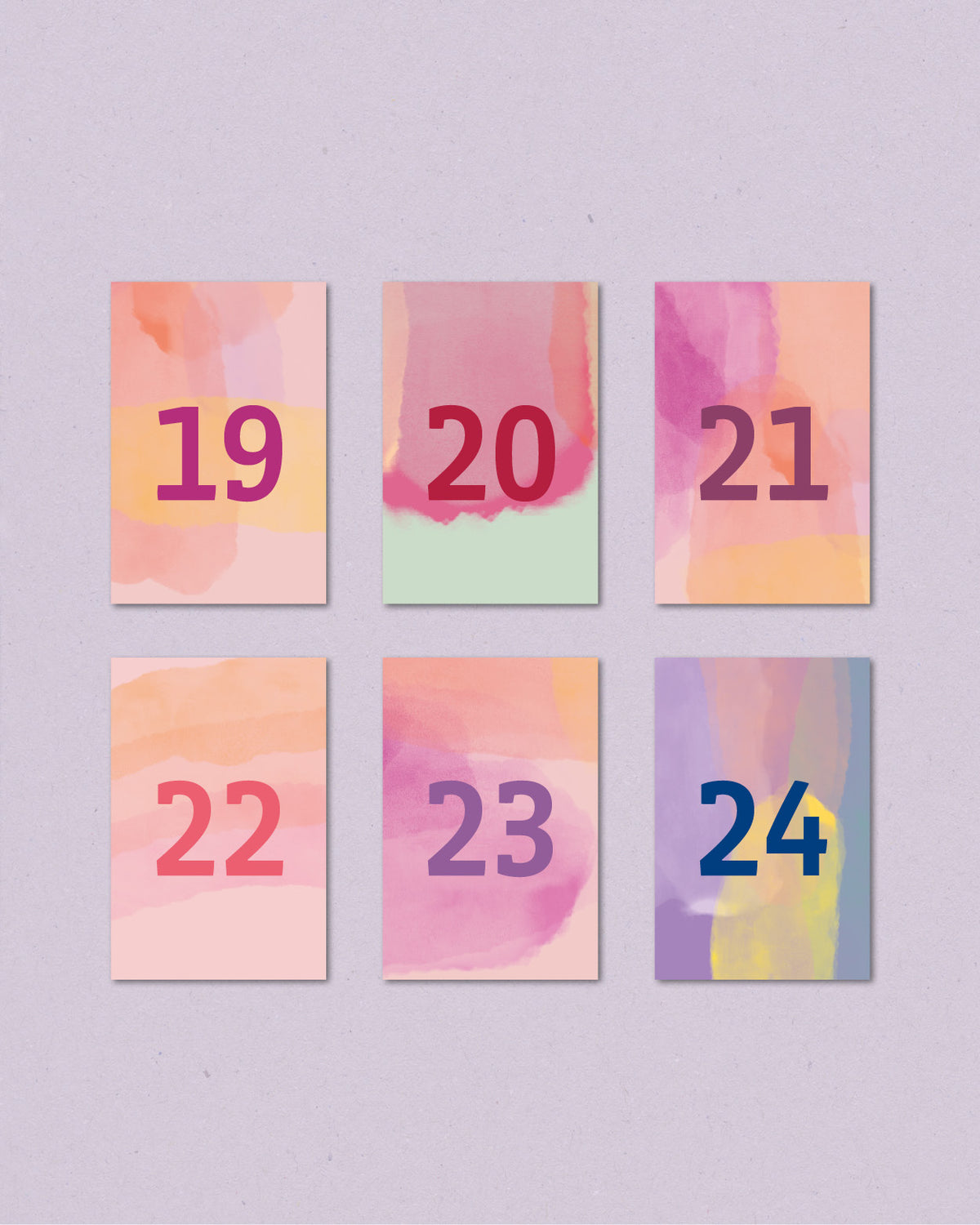 Adventskalender-Zahlen Aquarell