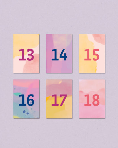 Adventskalender-Zahlen Aquarell