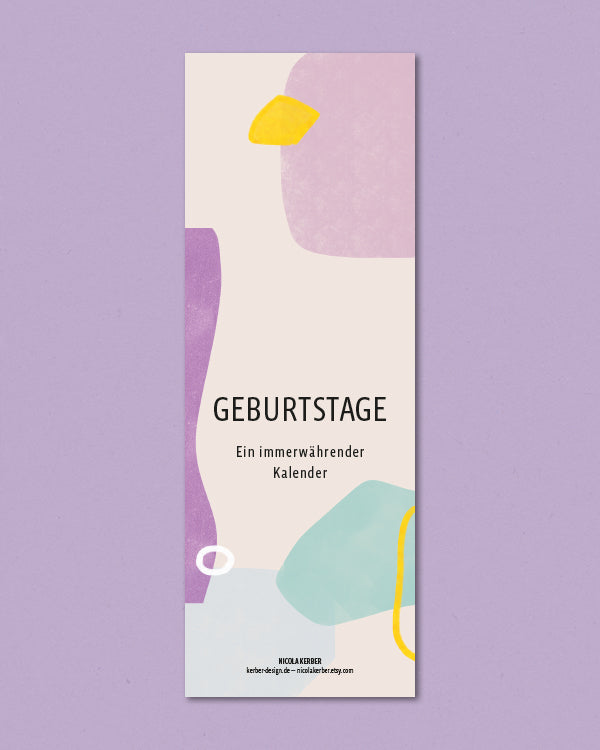 Geburtstagskalender (immerwährend) // halbes DIN A4